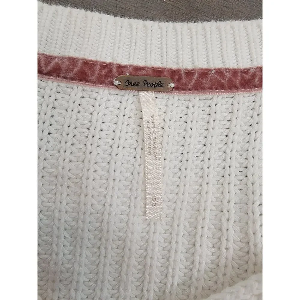 Free People Womens Sz Small Damsel Bell Sleeve Knit Sweater White Boho OB710275